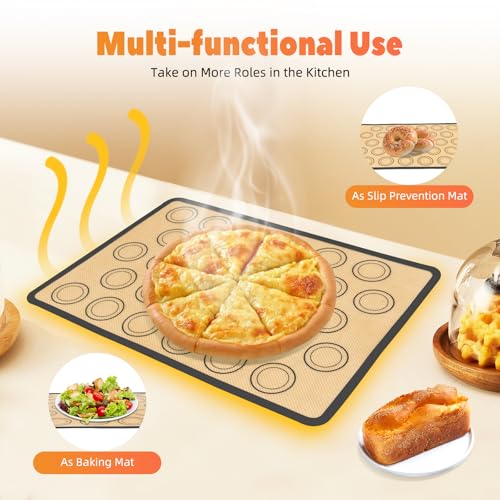 Silicone Baking Mat, Non Stick Silicon Cookie Oven Liner Food Safe Silicone Mats for Baking Reusable & Eco-Friendly For Macaroons Bake Pans Pizza Toaster Cake and Bread Making