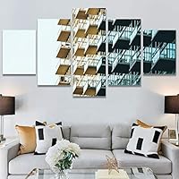 SIGNWIN 5 Panel Canvas Wall Art Abstract Colorful Hallway Industrial Lights Modern Artwork for Home Decorations Ready to Hang - 60