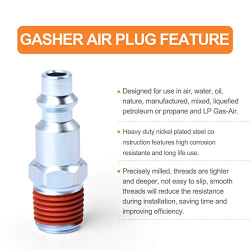 Gasher 1/4-Inch Npt Male Industrial Air Plug, Pneumatic Plugs 300Psi (20-Pack) #TOP4