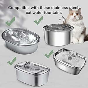 Cat Water Fountain Filters, Compatible with Stainless Steel Pet Fountain 8 Filters with 8 Sponges Replacement Filters for Cat Fountain (16 Filters& 16 Sponges)