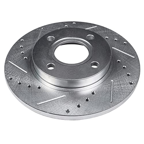 Image of Detroit Axle - Rear Brake Rotors for 2014 2015 2016 Chevrolet Spark EV, Drilled and Slotted Disc Brake Rotors Replacement : 10.16 inch inch Rotors