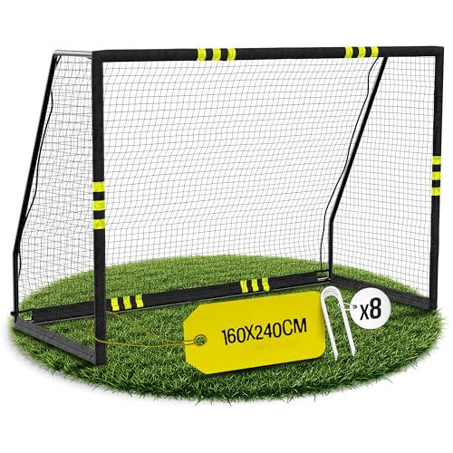 FRIEDO Fußballtor Kinder I 160 x 240 cm I CE-geprüft I Rostfrei & wetterfest für den Garten I Fussball Tor mit stabilem Stand I Premium Fußball Tor mit reißfestem Netz I Goal for Outdoor 160x240cm