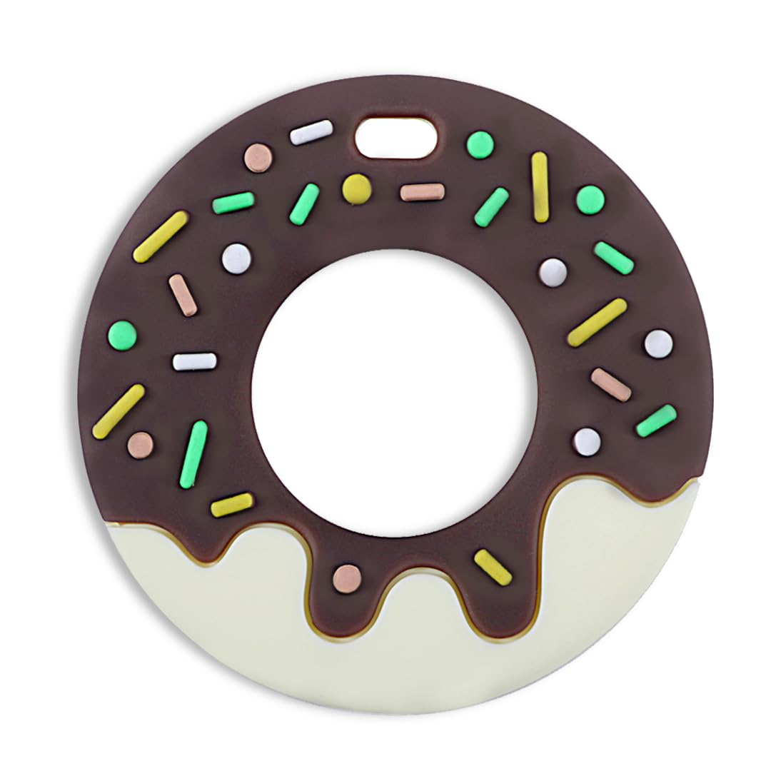 Infantso BPA Free Baby Teething Toy for Babies 0-6 Months Food Grade BPA Free Teethers for Newborn Infant, Soft Silicone Teether Toys for Toddlers, Relief Gingival Pain (Donut Brown)-image-41