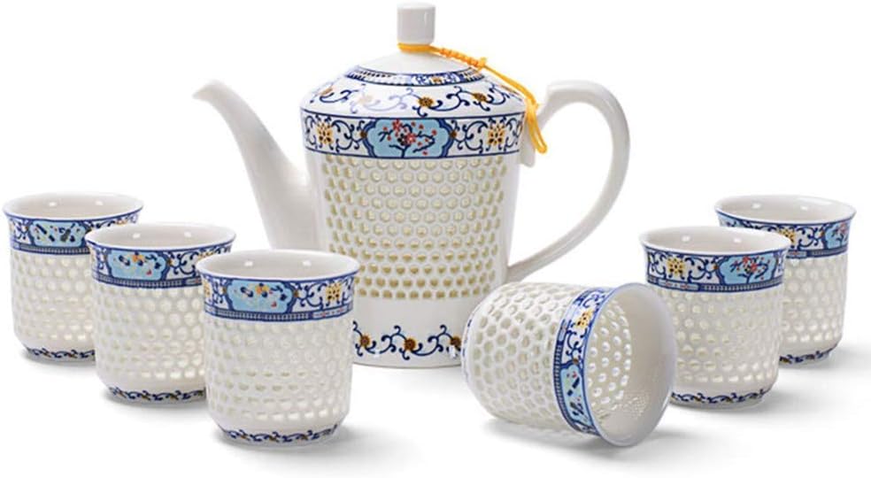 Tea Pots Hollow Ceramic Tea Sake Set Sake Cup Set with Warmer Gift Box Packaging