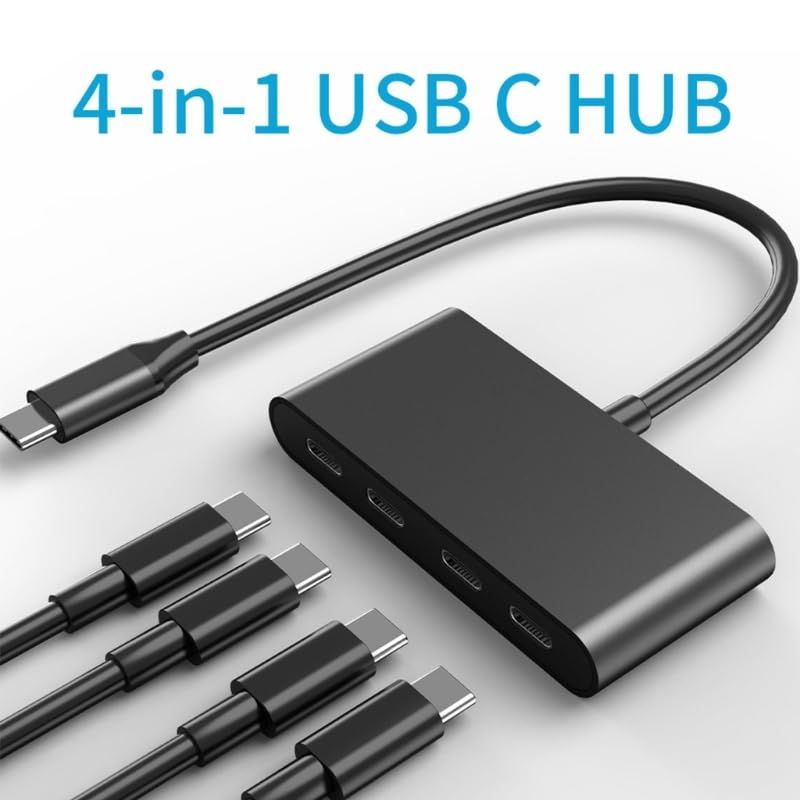 Hub USB C de 5 Gbps, adaptador tipo C de 4 puertos para laptop, tabletas, transferencia de datos solamente