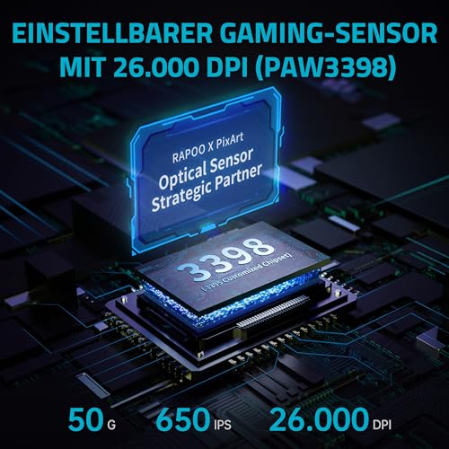 V200PRO Mouse da gioco wireless 2,4 GHz ad alte prestazioni con sensore ottico da 26000 DPI, accelerazione 50 G, 650 IPS, durata della batteria fino a 160 ore, PC/Mac - Nero - Mouse gaming - Immagine 1