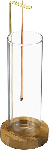 uxcell Soporte de incienso para varillas, anticenizas, volador con vidrio extraíble, atrapa cenizas, quemador de incienso, soporte para palo de