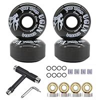 LONTOHCE Skateboard Wheels 52mm 95A with Tool Set, Skateboard Wheel Bearings,Skateboard Tools Washers, Freestyle Skateboard Wheel Tips Street Skateboard (Black)