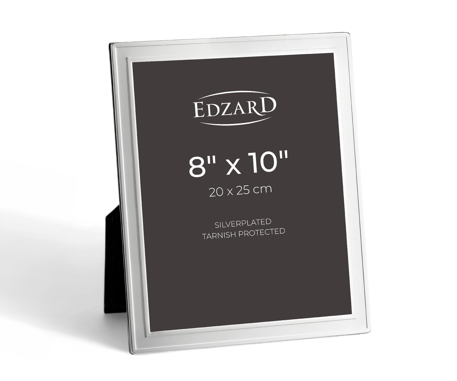 Edzard Polished Silver Silver Plated Photo Frame 8"X10" (20X25 Cm) Silver, Non-Tarnishing, High Gloss Finish, Real Glass Front & Premium Velvet Back, Portrait Or Landscape Display - Elegant Wedding Gift