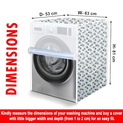 Image of The Furnishing Tree Waterproof and Dustproof PVC Washing Machine Cover Front Loading Compatible for Samsung, 7 Kg & 7.5Kg, CM-(53x63x81), Floral Pattern Light Gray