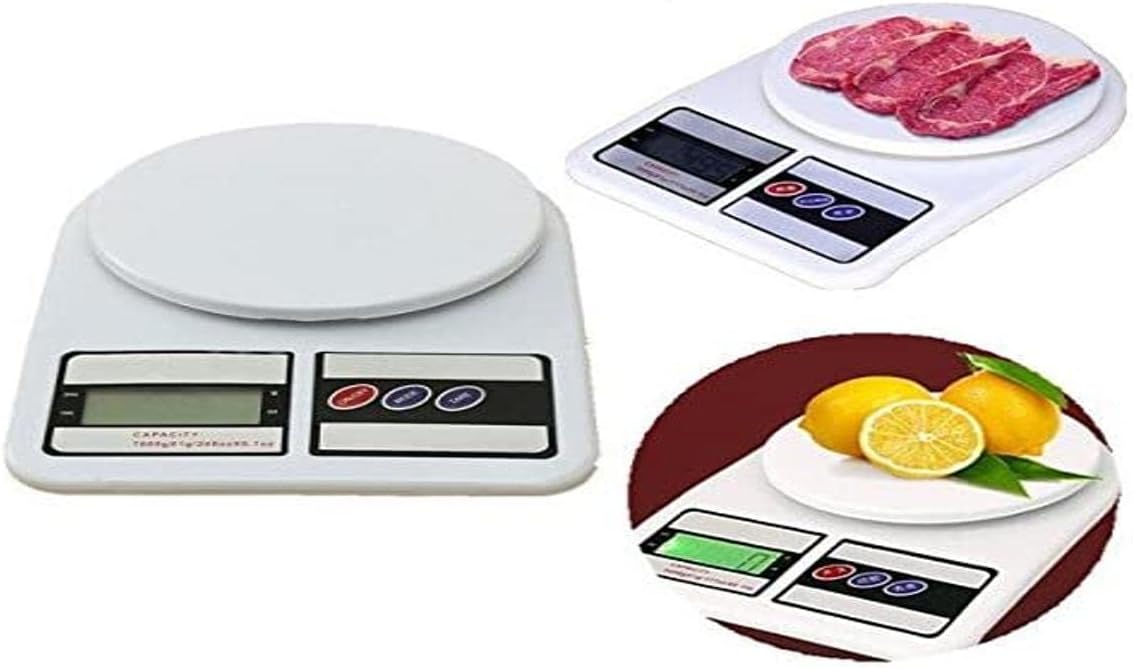 OddBitsnBobs Great Value Kitchen Scale 10Kg x 1g SF-400 ABS Plastic LCD Large Capacity Kitchen Diet Food Digital Scale White