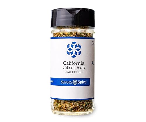 Savory Spice California Citrus Rub (sin sal) - Mezcla de cítricos, pimientos y ajo - Masaje picante para asar a la parrilla para pollo, cerdo,