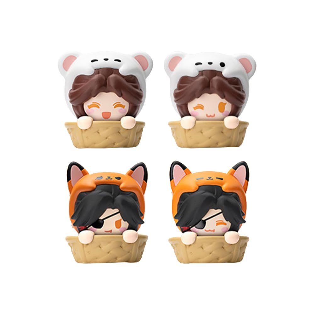 Tian Guan Ci Fu Figure Hua Cheng Xie lian Figure Stackable Q Cute Pets Version Anime Figurine Collectible Set PVC Tian Guan Ci Fu Merch Model Statue Craft Ornament Gift for Fans 4pcs(3.9cm)