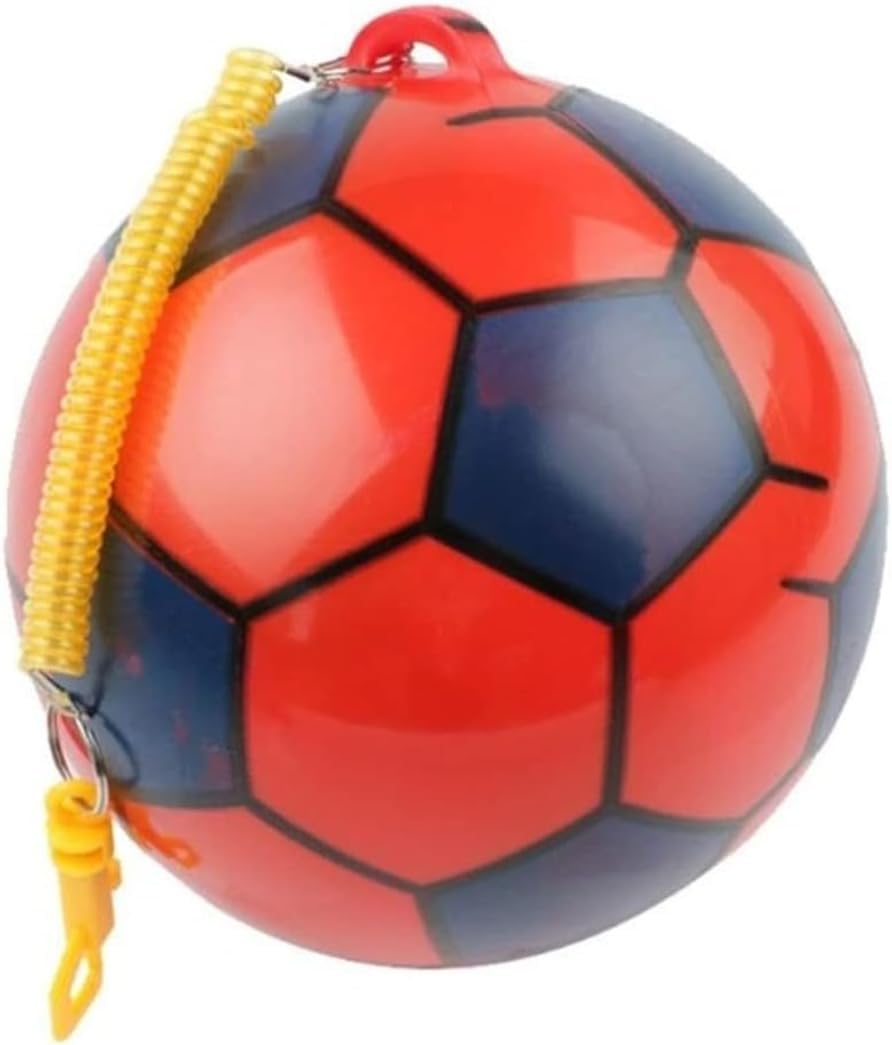 MIXEL Inflatable Football with Spring String, Lightweight and Portable, Long-Lasting Fun, Ideal for Enhancing Coordination, Reflexes, Physical Activity, Random Colour, (1 Pcs)