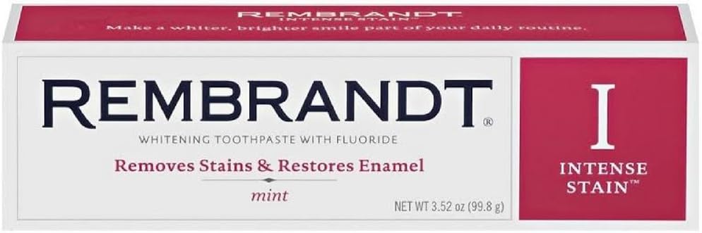 REMBRANDT Intense Stain Whitening Toothpaste With Fluoride, Removes Tough Stains, Rehardens And Strengthens Enamel, 3.5 Ounce - (Pack of 2)