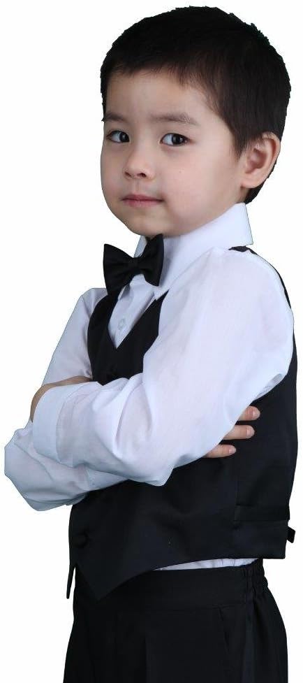 Pink Promise Boy Black 5-Piece Formal Dress Suit Tuxedo Set with Bow