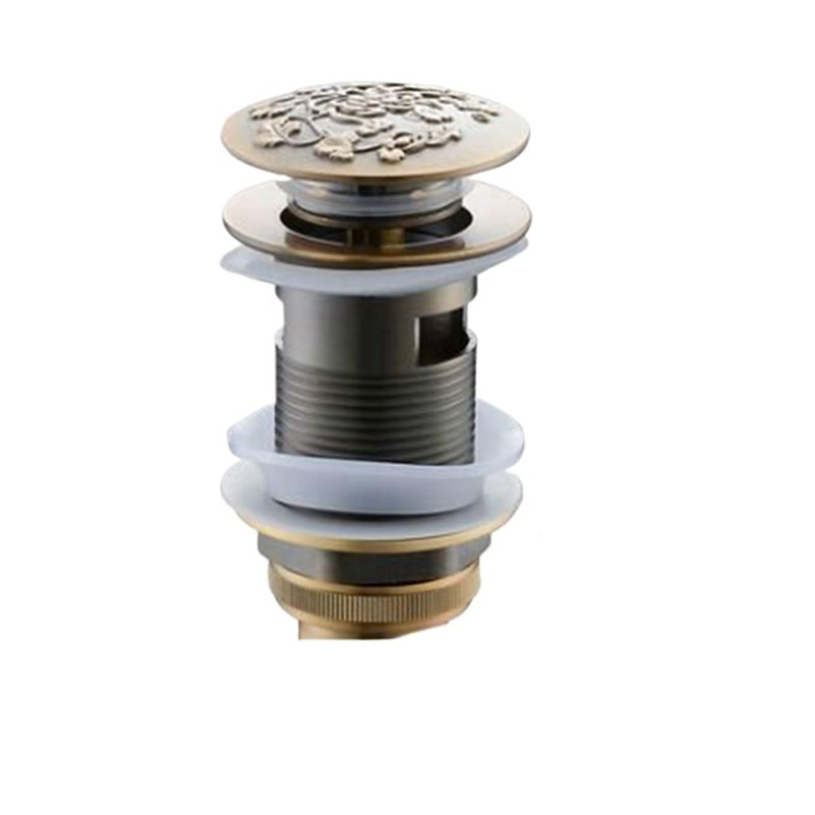 Universal Sink Plug. Bathroom Pop Up Sink Drain Brass Antique Bronze With and Without Overflow Round Cover(C-with Overflow)