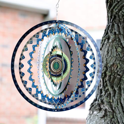 ACCENT COLLECTION HZ Geometric Stainless Steel Garden Wind Spinner, 11