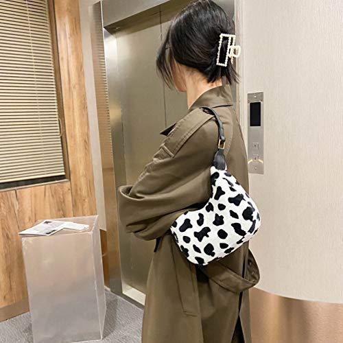SOIMISS Moda Adorável Vaca Estampada Axila Bolsa de Pelúcia Fofa Moderna Bolsa de Ombro Crossbody Bo