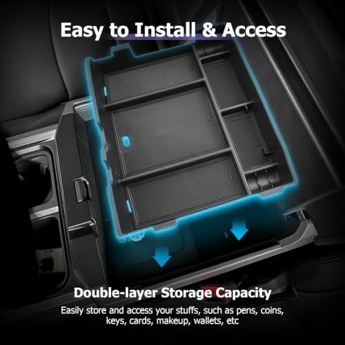 Image of LUWU Center Console Organizer Fits Ford F-250 F-350 F-450 Super Duty 2023-2027 Accessories | for 2023-2025 2026 2027 Ford F250 F350 F450 Armrest Console Storage Box Insert Tray Coin Container