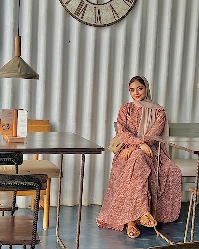 Image of Rust Georgette Fabric with Crepe Lining for no transparancy Front Button Open Pattern Polka Dots Print Smoking petturn Sleeves Balloon Sleeve with Belt Without Dupatta