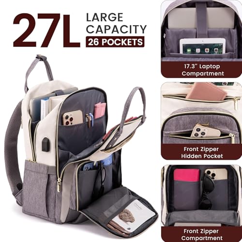 LOVEVOOK Laptop Backpack Women,Large Capacity 17.3 inch Laptop Bag Travel Backpack for Women,Computer Work College Teacher Backpacks with USB Port,Waterproof Personal Item Backpack Casual Daypack3