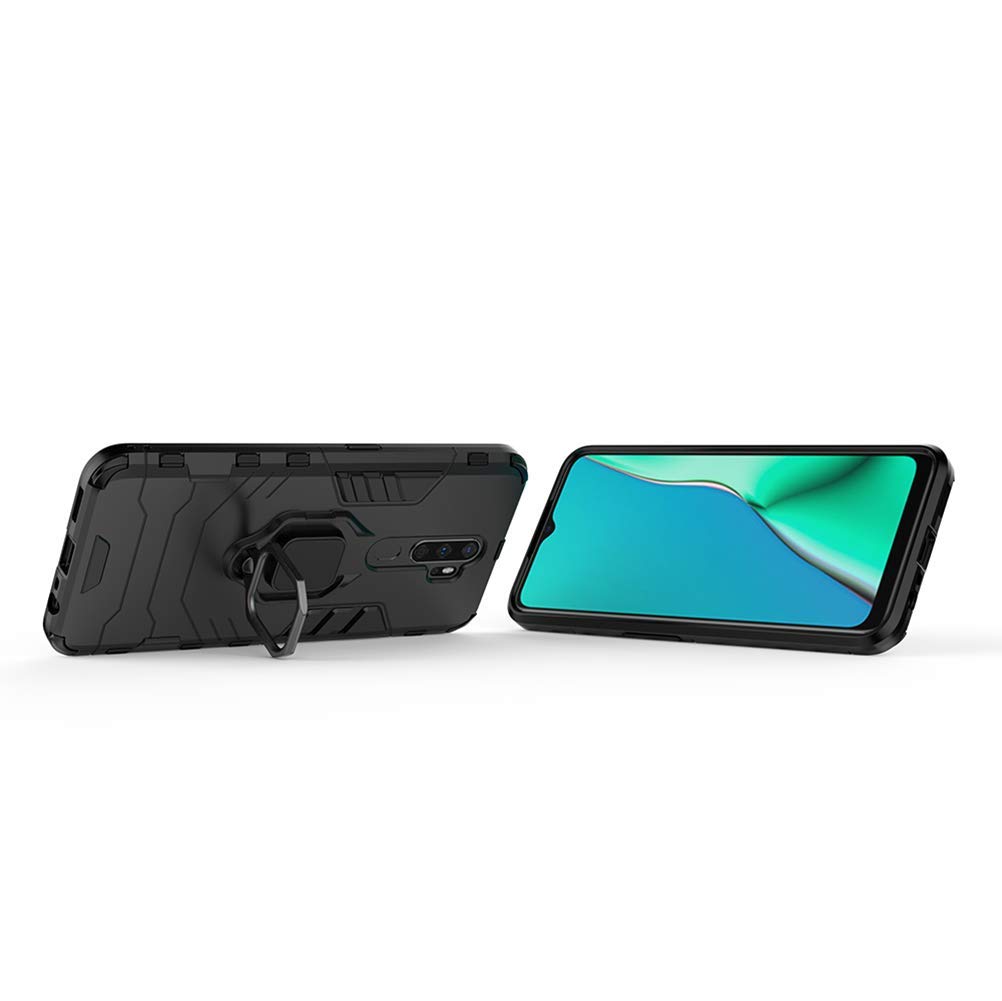 Cover 2in1 Dual Layer Per Oppo A9 2020 / A5 2020 – Custodia Ibrida Antiurto Con Fronte In TPU E Retro Rigido, Protezione 360°, Nero