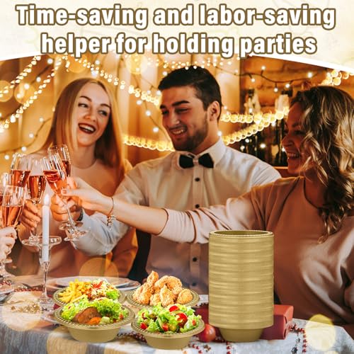 Image of Lallisa 100 Pcs 12oz Gold Disposable Plastic Bowls Party | Dessert Cups for Ice Cream Salad Soup, Serving Bowls Picnic, Colored Party Supplies, Food Safe Sturdy