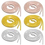 3 Pair Round Glitter Shoe Laces, Round Hoodie String Ropes, Bling Glitter Rope, Replacement Drawstring Cords for Sneakers, Glitter-Cords for DIY Sneakers, Sweatpants, Hoodies Accessories (3 Colors)