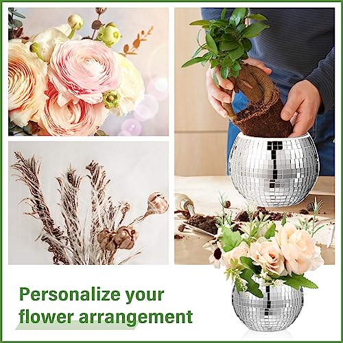 Image of Jinei 24 Pcs Silver Mirror Disco Vases Bulk for Wedding Centerpieces 3x4 Inch Glass Flower Planter for Table Decor, Party, Birthday Table Bedroom Office Decoration (3 inch X 4 inch)