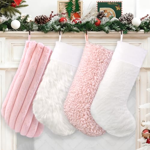 Teeanzo 4 Pcs Christmas Plush Stockings 18 Inch...
