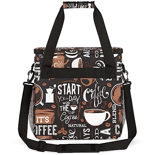 Image of Day with the of Coffee Cafe Coffee Maker Carring Bag Travel Carrying Storage Tote Bag Compatible with Keurig K-Mini or K-Mini Plus Portable Single Serve Coffee Brewer Case with Pockets for K-cup Pods