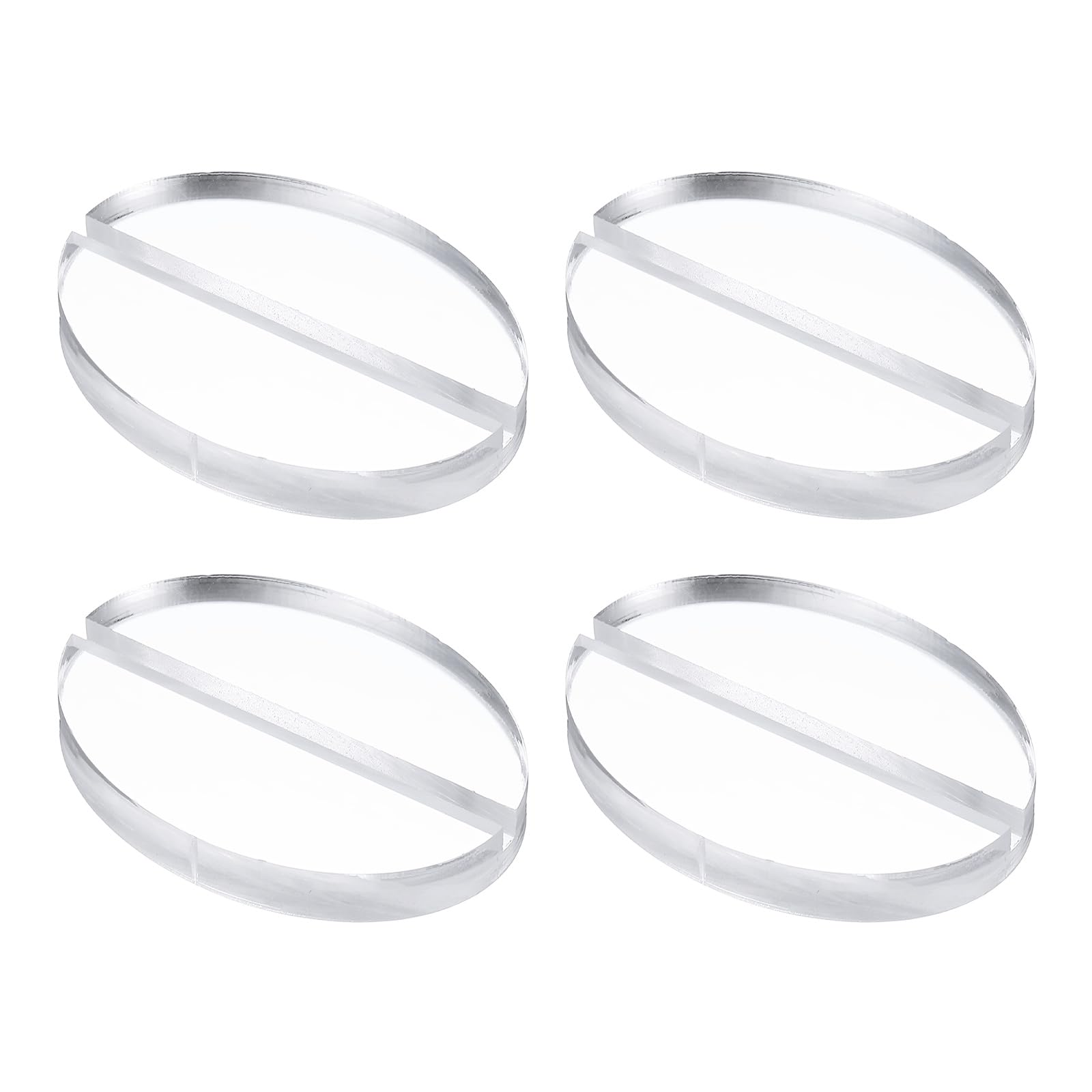 PATIKIL 6Pcs Place Card Holders 2.8" Clear Acrylic Stand Wedding Sign Oval Name Card Holders Table Number Stand with 1/8" Slot for Wedding Birthday Exhibition Office Display, 70 x 50 mm