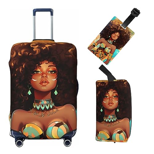Travel Luggage Cover Suitcase Protector African American Woman Elastic Protective Washable Luggage Cover Anti-Scratch Suitcase Cover For 18-32 Inch -S