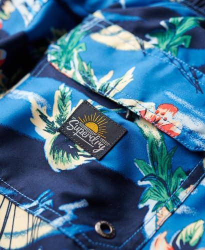 Superdry Para Hombre. M3010232A BañAdor Con Estampado Hawaiano Reciclado Azul (L), Beachwear, PoliéSter Reciclado, Sostenible - 8