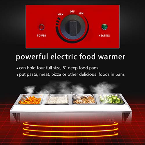 110 V Commercial Electric Food Warmer – KITMA 4 Pot Stainless Steel Steam Table, Buffet Server for Kitchen and Restaurant - Thumbnail 4