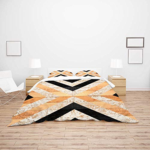 Housse de couette jaune rayée King parure de lit 3 pièces