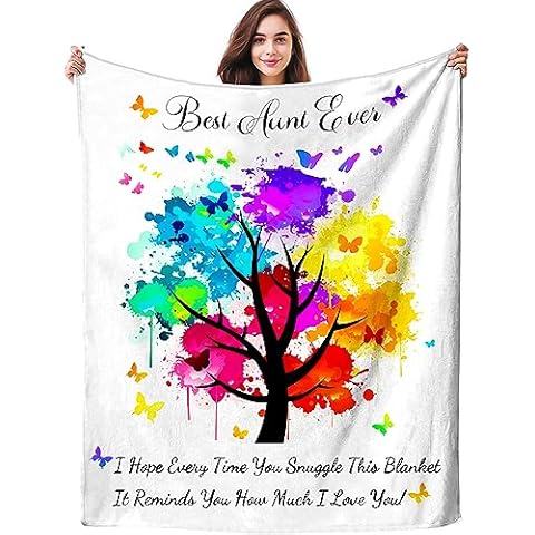 EQWQV Aunt Gifts Blanket Throw Mothers Day Birthday Gifts for Aunts Blankets Auntie Blanket Best Aunt Ever Gifts from Niece Nephew 80"X60" Cover