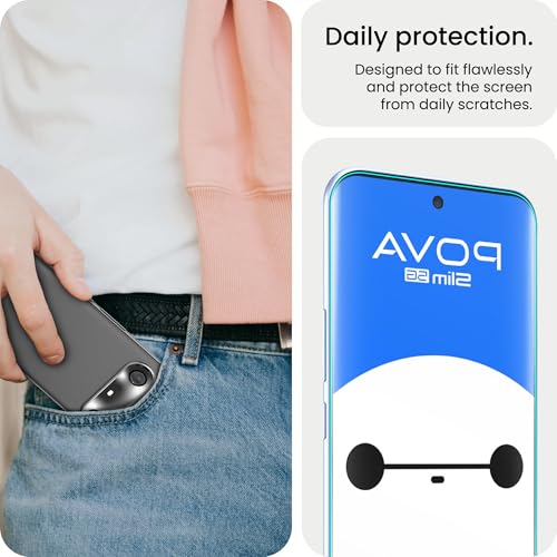 Image of ArmourPro UV Tempered Glass for Tecno Pova Slim 5G with Black Camera Ring Guard Combo, Crystal Clear Screen Protector, Case Friendly, Anti-Scratch, Bubble-Free Installation Kit