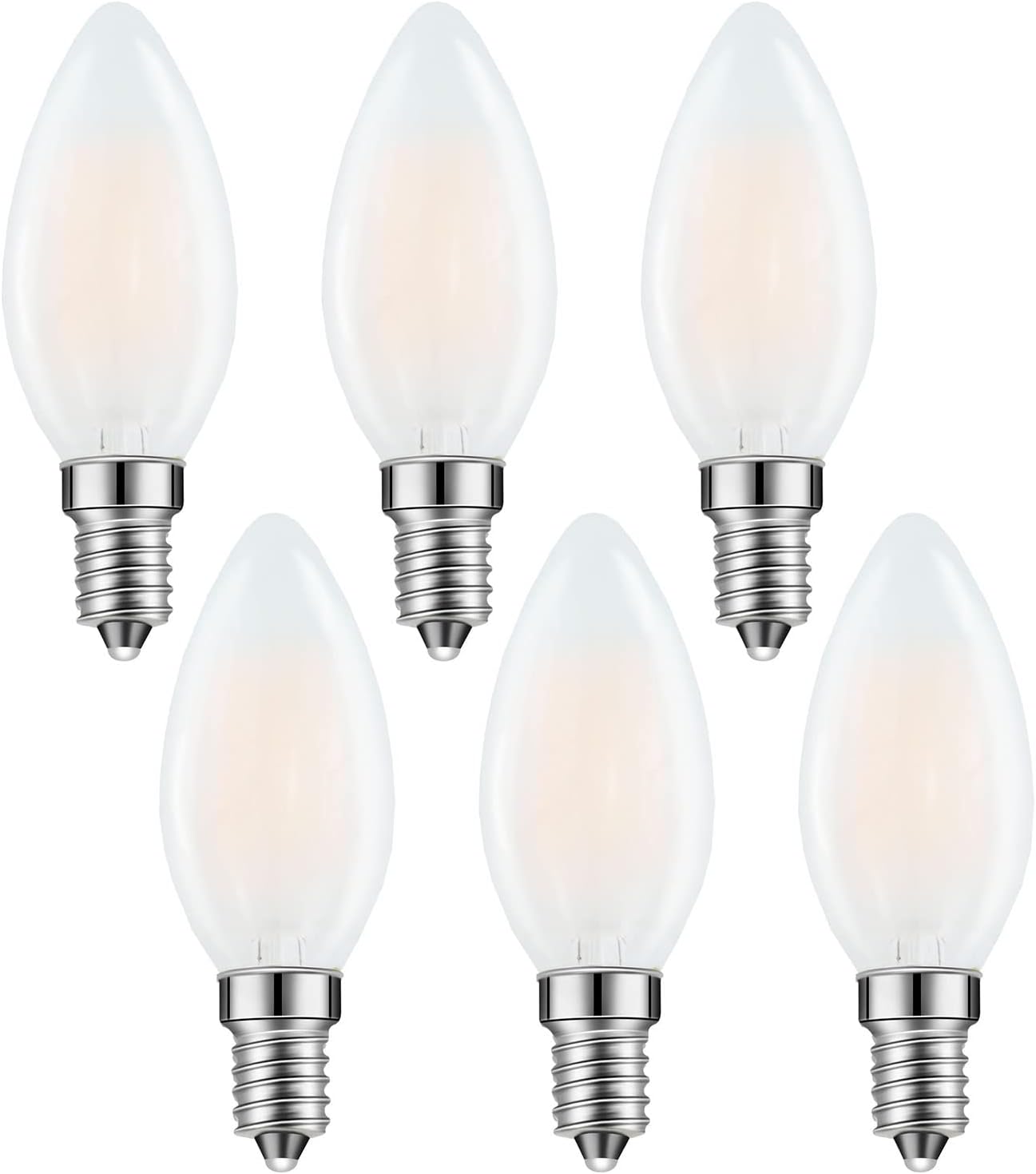 E14 LED Bulb European Base 4W LED Chandelier Light Bulbs Dimmable 40W Equivalent,110V 2700K Warm White,Frosted Glass Decorative Bulb,6 Pack