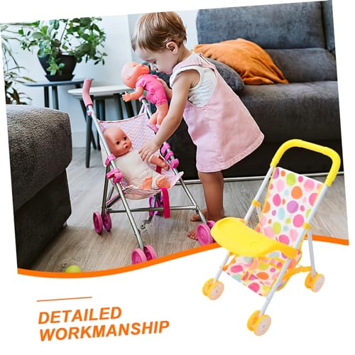 Carrito de muñecas para niñas con accesorios de cochecito compacto 4