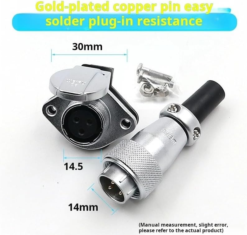 1PCS WS16 Connector 2 3 4 5 6 7 9 Pin High Voltage Waterproof Connector Plug Socket Industrial Power Metal Cable Connectors(Plug,5P)