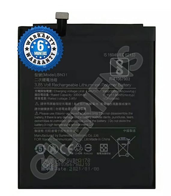Image of Original BN31 Battery for Redmi Note 5A / 5A pro /Y1 Pro /MI A1 | Y2 | S2 | Y1 Lite Battery with 6 Month Warranty*** (P212)