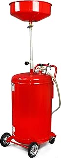 XtremepowerUS 20 Gallon Portable Waste Oil Drain Tank Air Operated Drainage Adjustable Funnel Height with Wheel, Red