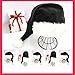 QIAONIUNIU Black Santa Hat - Adults Deluxe Black And White Xmas Christmas Hat Pack 2 pcs