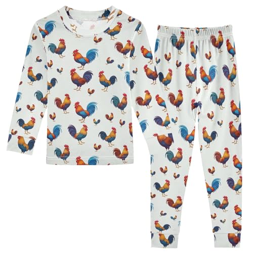 ODAWA Pj Sets Colorful Roosters Long Sleeve Matching Fall Pajamas 18M