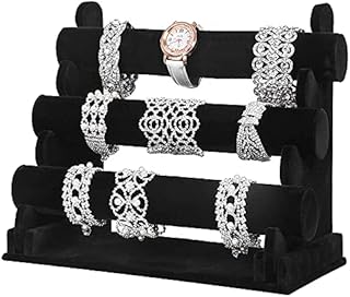 WANTOUTH 3 Tier Bracelet Holder Velvet Bracelet Bangle Stand Black Velvet Jewelry Organizer Stand and Display Detachable Bangle Display for Wrist Watch, Bangles and Bracelet Home Organization & Show