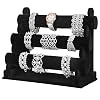 WANTOUTH Armbandhouder, zwart, sieradenstandaard, fluweel, afneembaar, 3 etages, sieradenhouder, zwart, houder voor…
