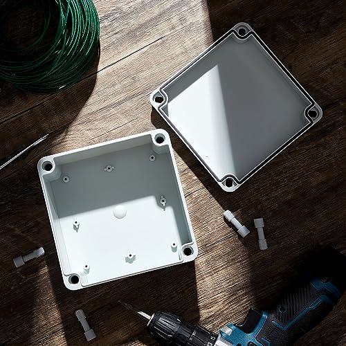 Image of Kanayu Junction Box (6'' x 6'' x 3'') Electrical Conduit Box Waterproof IP65 Water Resistant ABS Plastic Dustproof Enclosure Protect Conduits Fitting Universal for Outdoor Electric Project Gray White