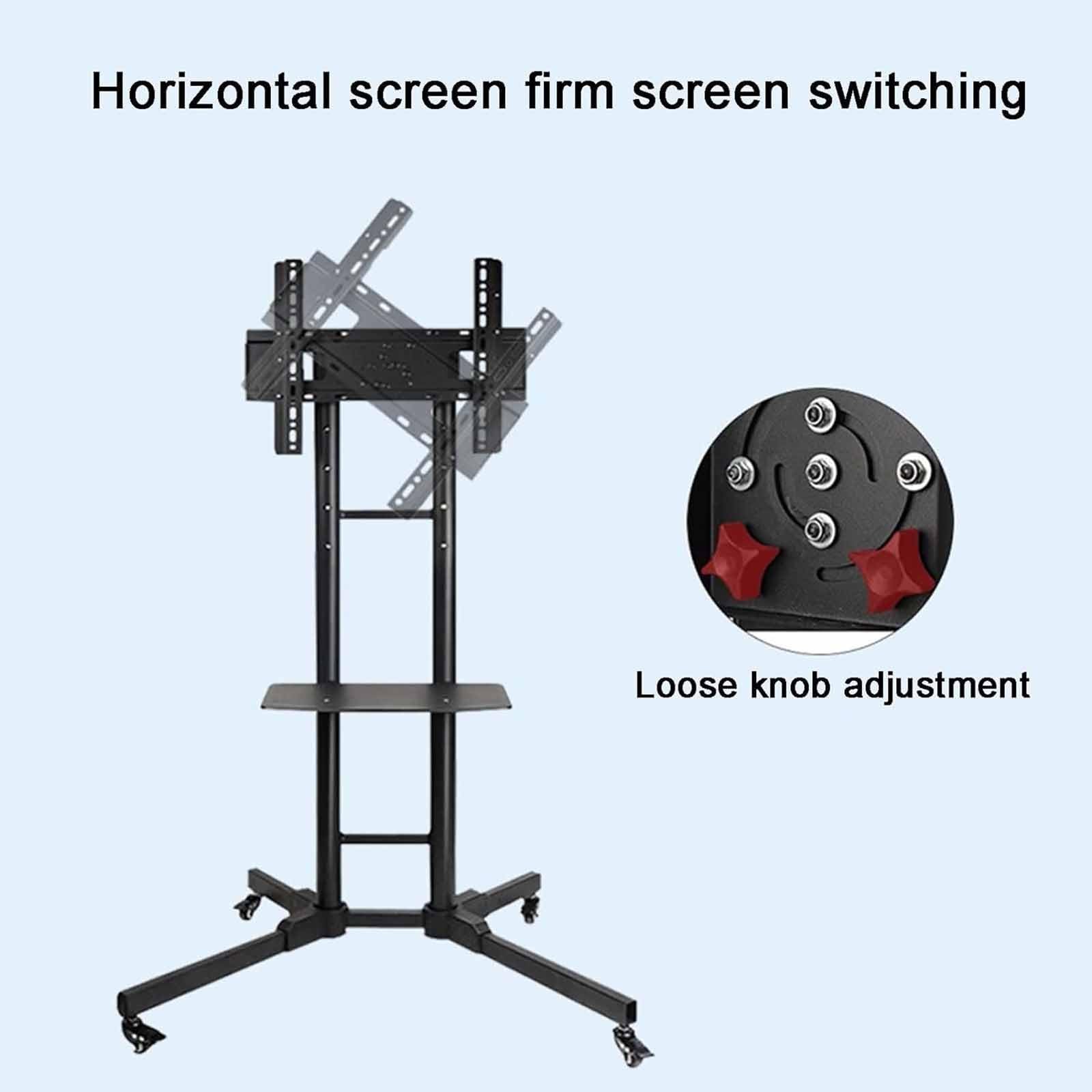 Soporte para TV con Ruedas - Soporte móvil de Suelo para TV, Ajuste de Altura con Bandeja de Almacenamiento, para Pantallas de 32 a 60 Pulgadas, rotación Horizontal,